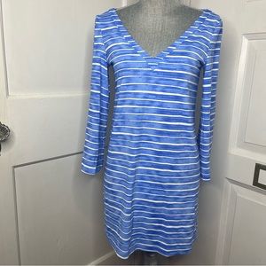 Persifor Womens Size XS Brie Mini Coverup Dress Blue and White Watercolor Stripe